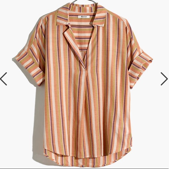 NWT Madewell Courier Button Back Shirt in Rainbow - Picture 4 of 8